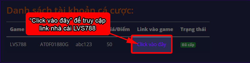Truy cập link nhà cái LVS788