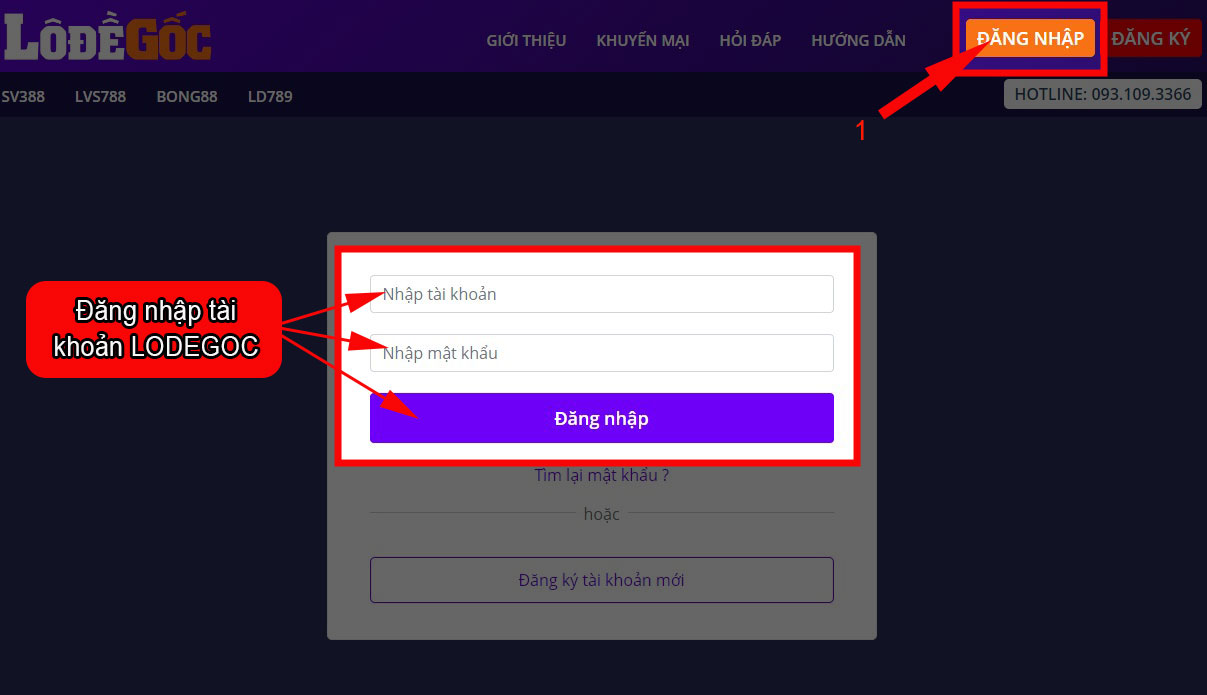 Đăng nhập tài khoản LODEGOC