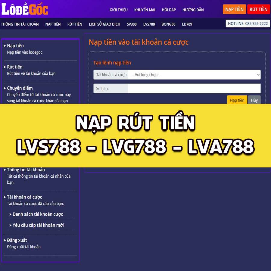 Nạp tiền – Rút tiền LVS788