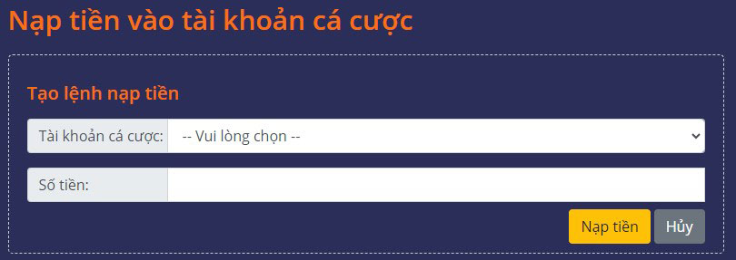 Nạp tiền vào tài khoản Bong88